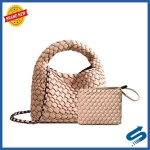 Mini Vegan Leather Tote Bag, Adjustable Crossbody Shoulder Purse, Zipper Closure